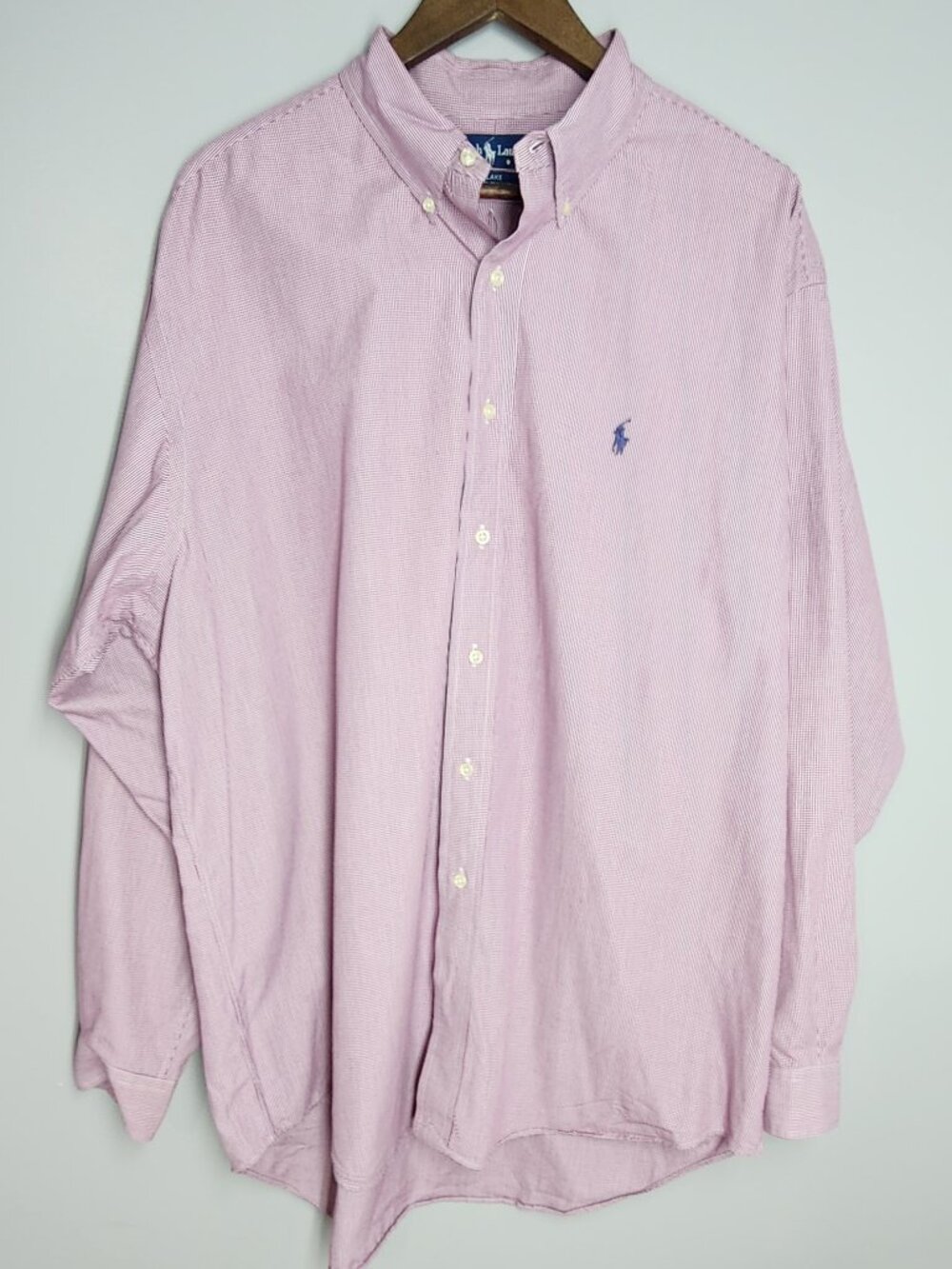 Vintage 90s Polo Ralph Lauren Blake Pink Micro Check Shirt XL
